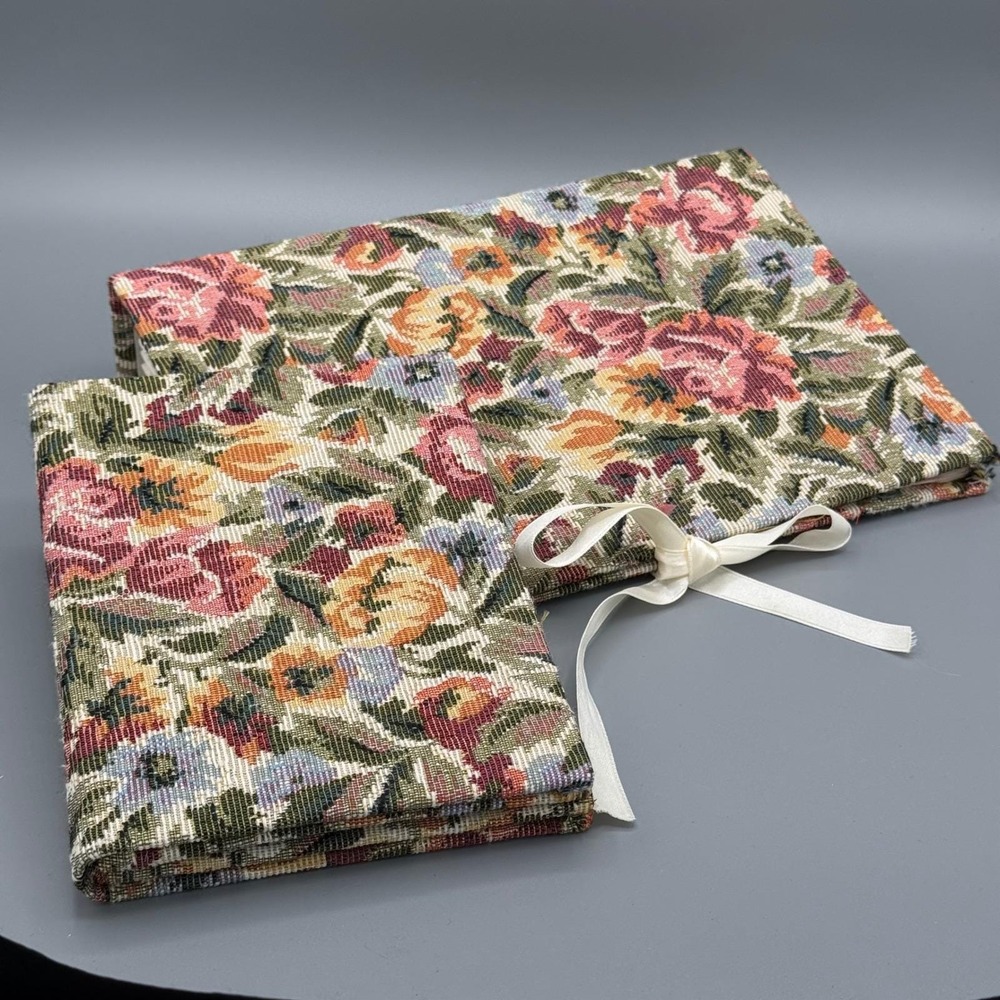 Vintage Floral Tapestry Expanding File Folder & Matching Folding Photo Frame Set